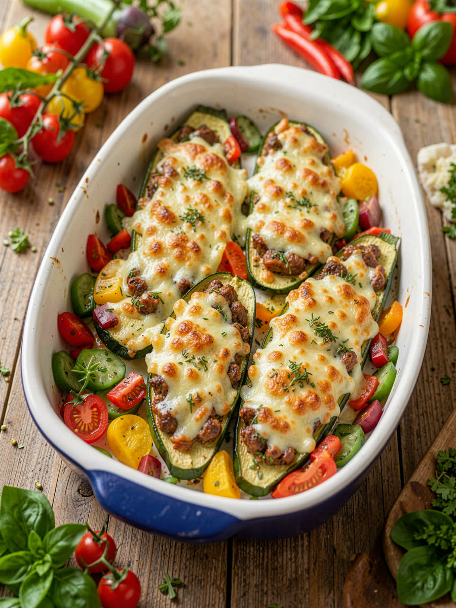 Abobrinha recheada low carb